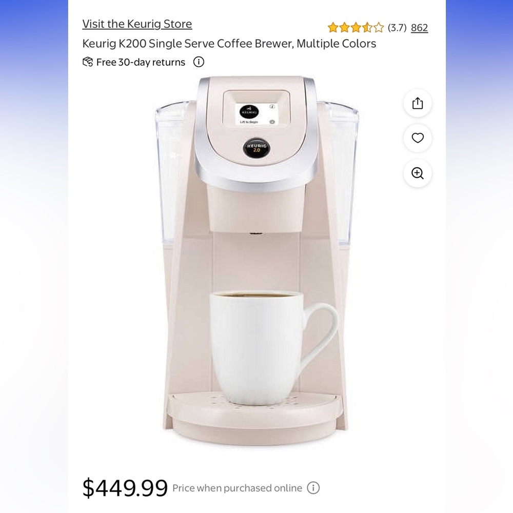 Keurig Single Serve Coffee Maker in Cream and Silver - Picture 3 of 17